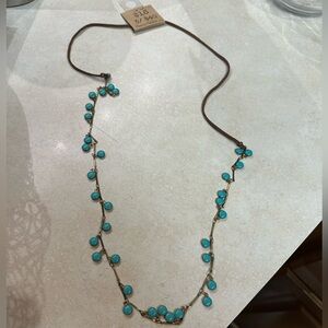 Turquoise colored stone and leather necklace.  NWT, great gift!!!
